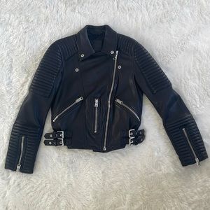 All Saints lamb leather biker jacket size 6 slim fit